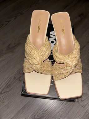 Fashion Nova Beige Braided Slide Mules
